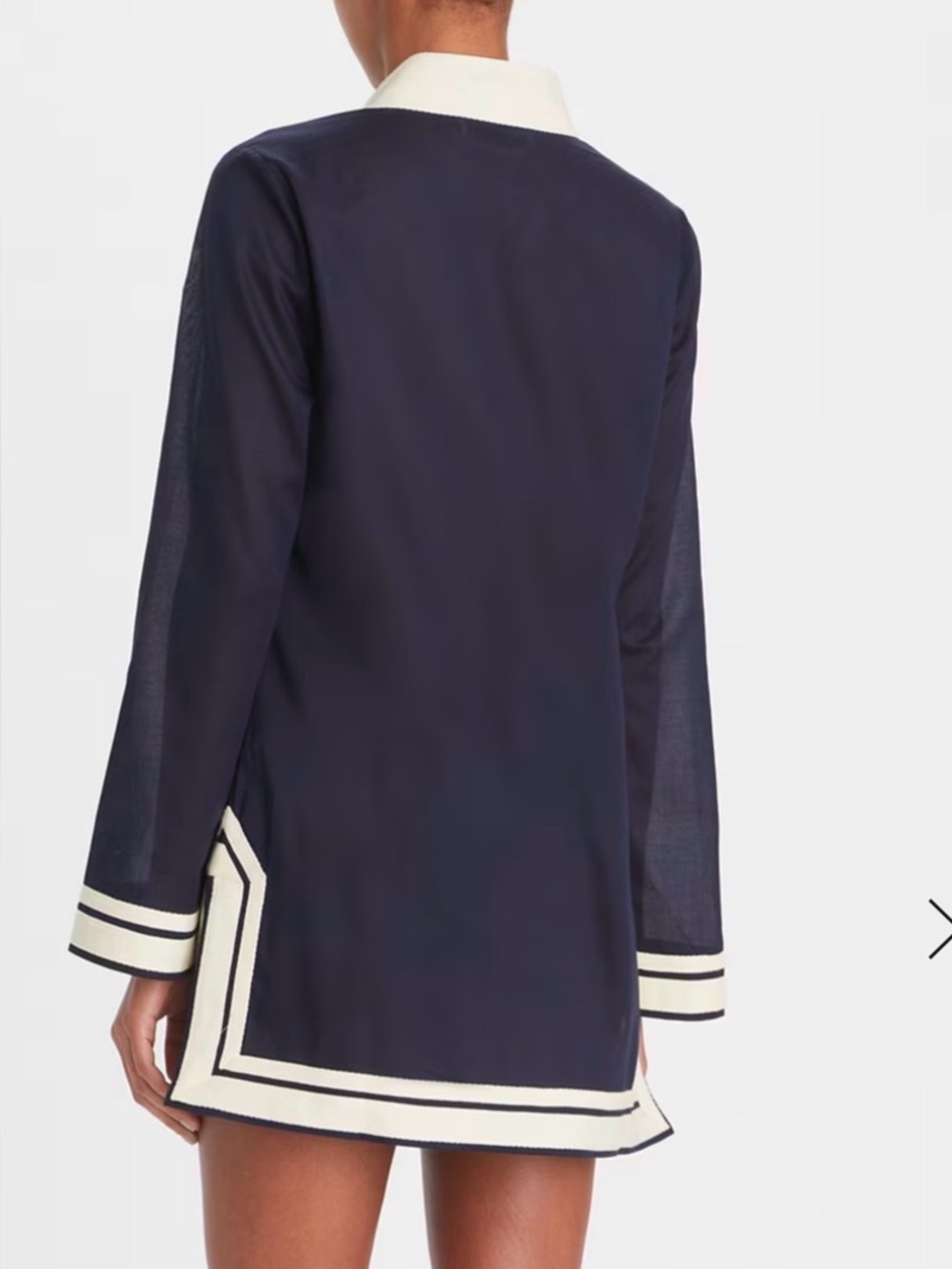Tory Burch Navy and Cream Tassel Tunic Swim Cover-Up - Picture 4 of 7